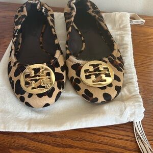 tory burch ballet flats leopard size 11